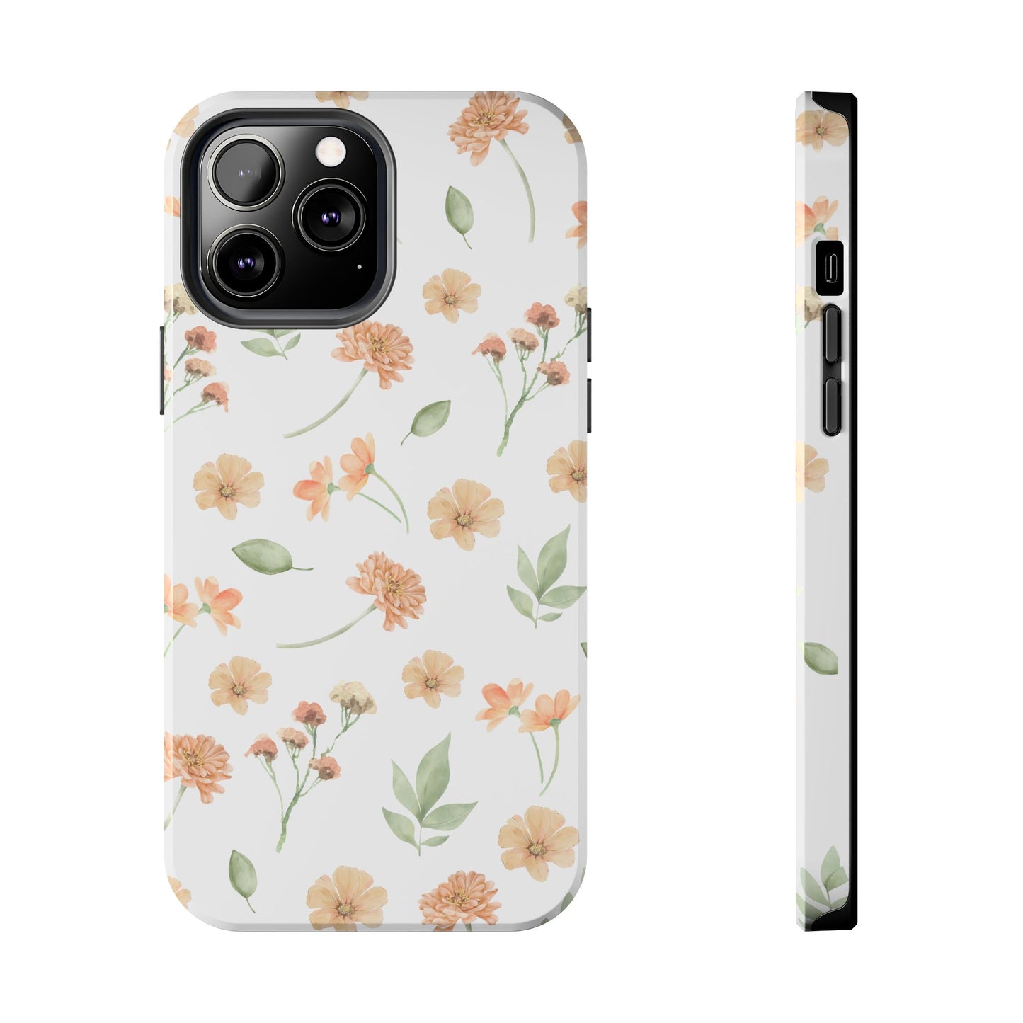 Floral Peach Watercolor Tough Phone Case — Protective Botanical iPhone Case