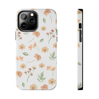 Floral Peach Watercolor Tough Phone Case — Protective Botanical iPhone Case