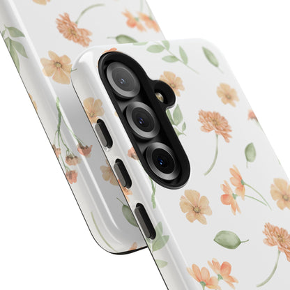 Floral Peach Watercolor Tough Phone Case — Protective Botanical iPhone Case