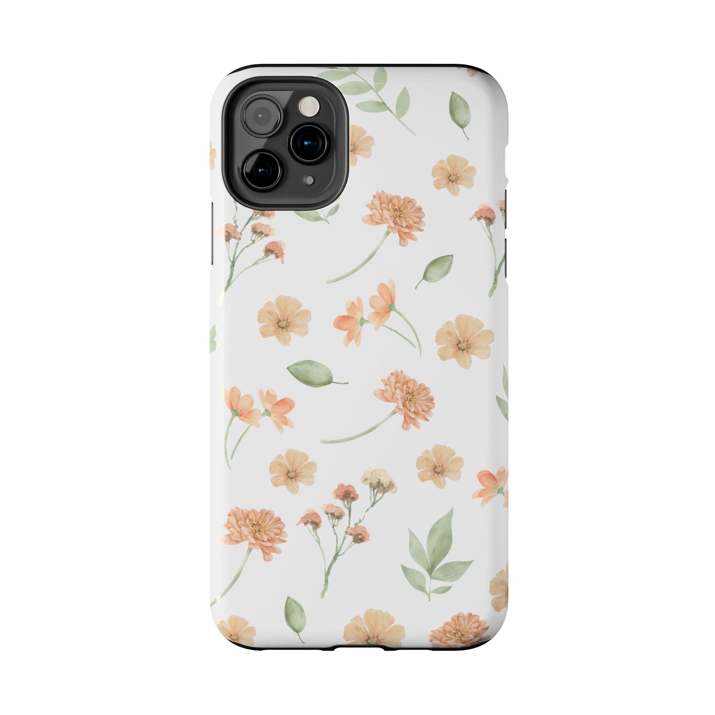 Floral Peach Watercolor Tough Phone Case — Protective Botanical iPhone Case