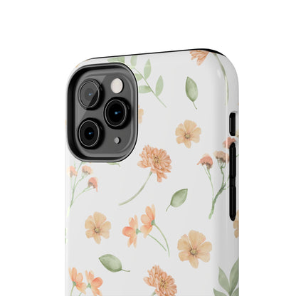 Floral Peach Watercolor Tough Phone Case — Protective Botanical iPhone Case