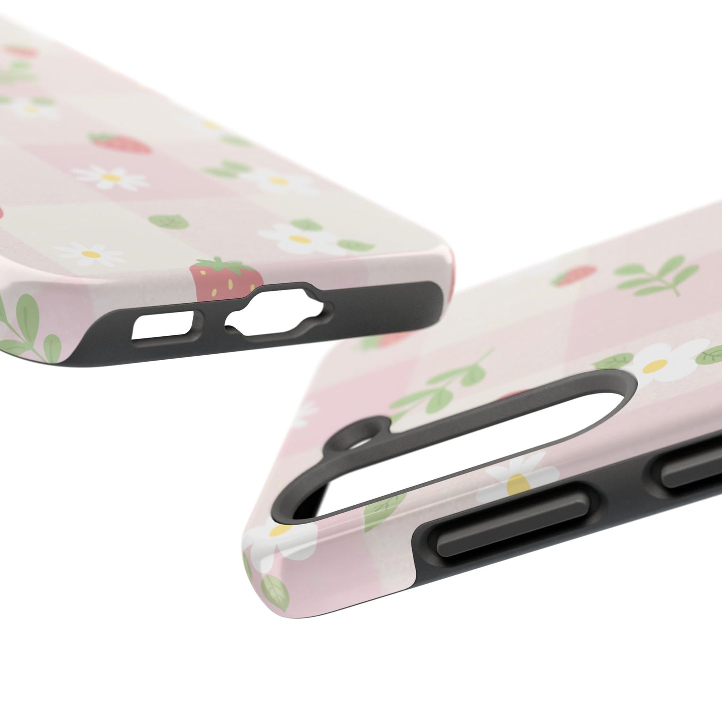 Strawberries & Flowers Tough Phone Case — Floral Fruit Protective Cover