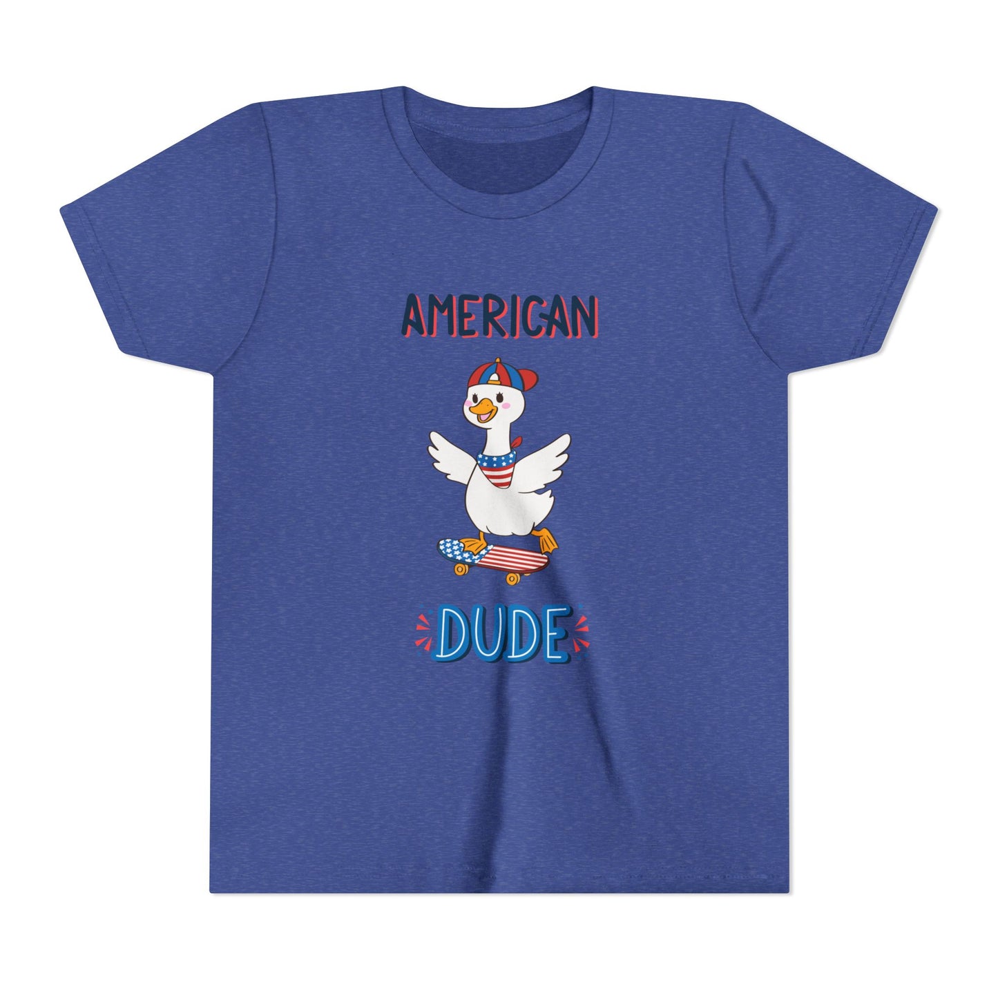 Youth Tee — "American Dude" Skateboarding Duck Graphic