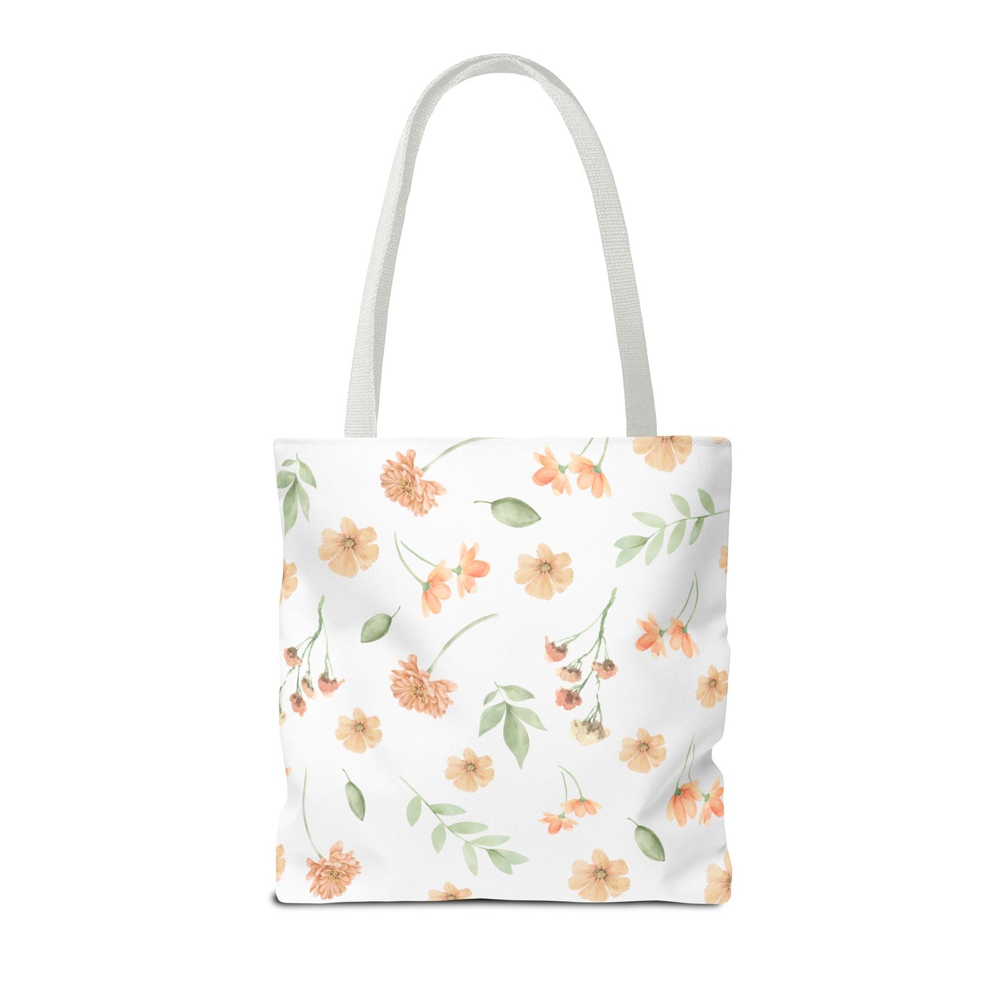 Floral Watercolor Tote Bag – Peach Blossom Pattern, Lightweight Everyday Market Tote