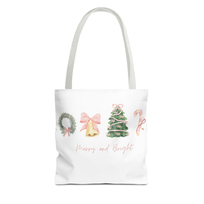 Pink Christmas Decal Tote Bag