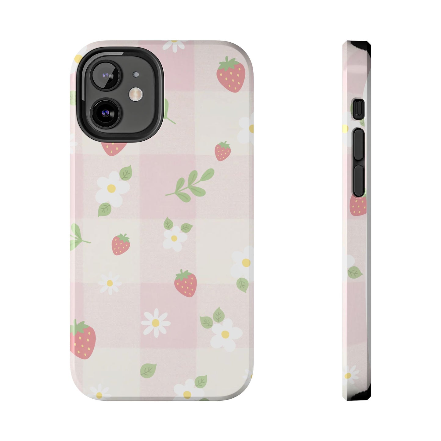 Strawberries & Flowers Tough Phone Case — Floral Fruit Protective Cover