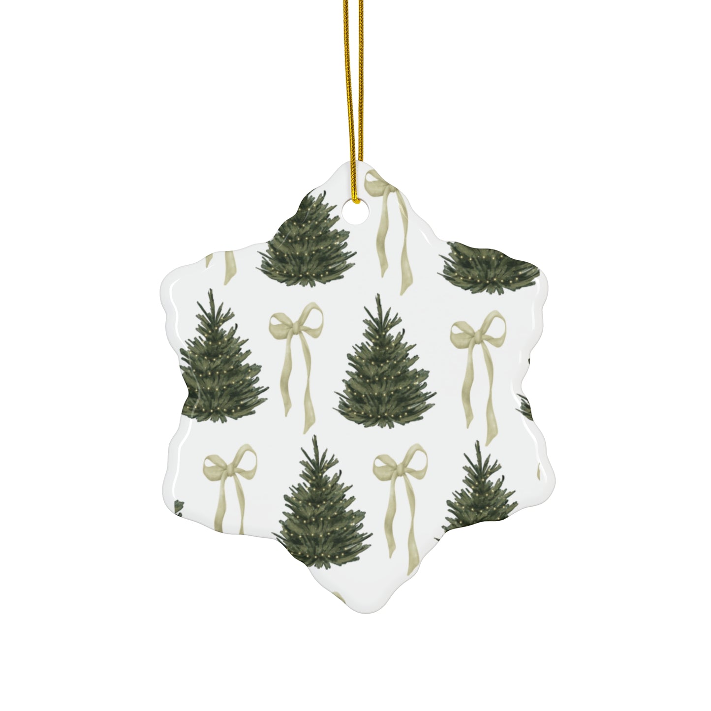Christmas Tree and Coquette Bow Ornament - 2 sizes