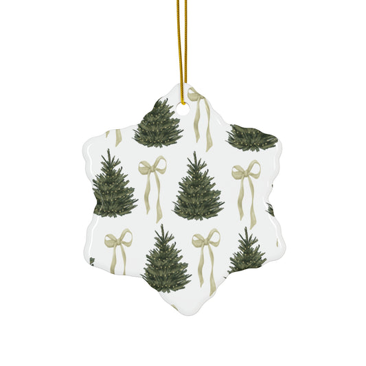 Christmas Tree and Coquette Bow Ornament - 2 sizes