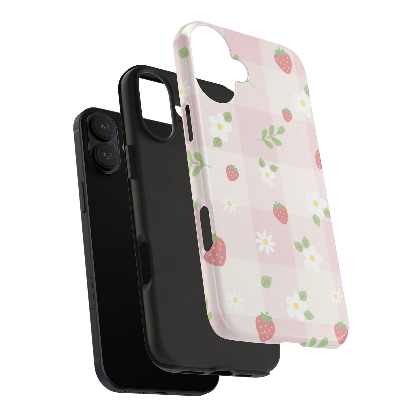 Strawberries & Flowers Tough Phone Case — Floral Fruit Protective Cover