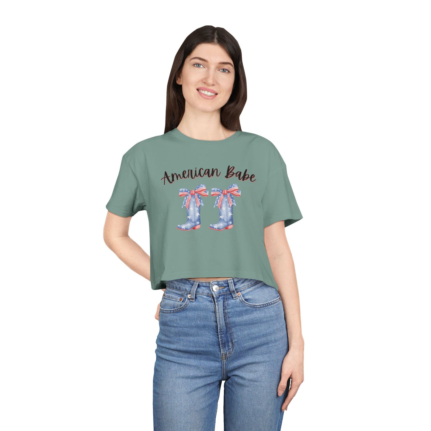American Cutie Crop Tee — Women's Cowgirl Boots Graphic
