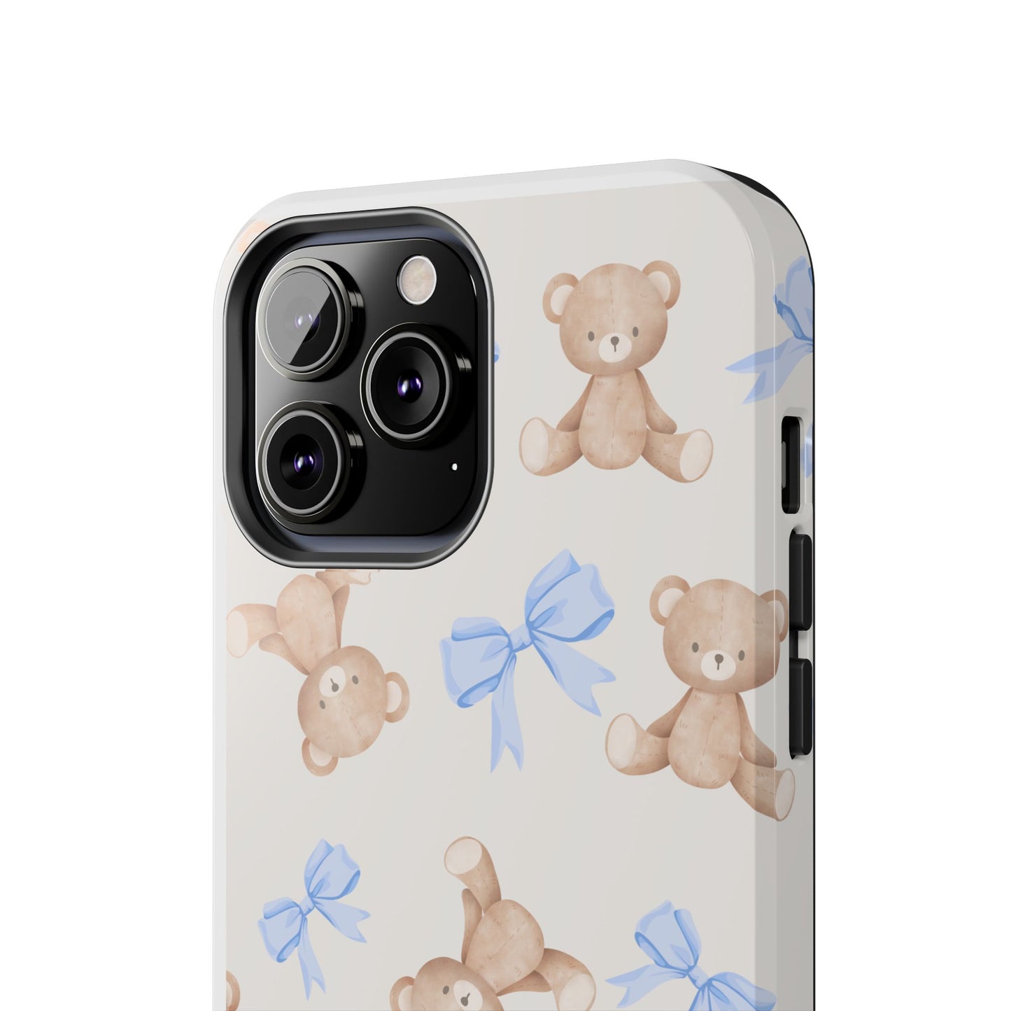 Teddy Bear Phone Case with Blue Bows