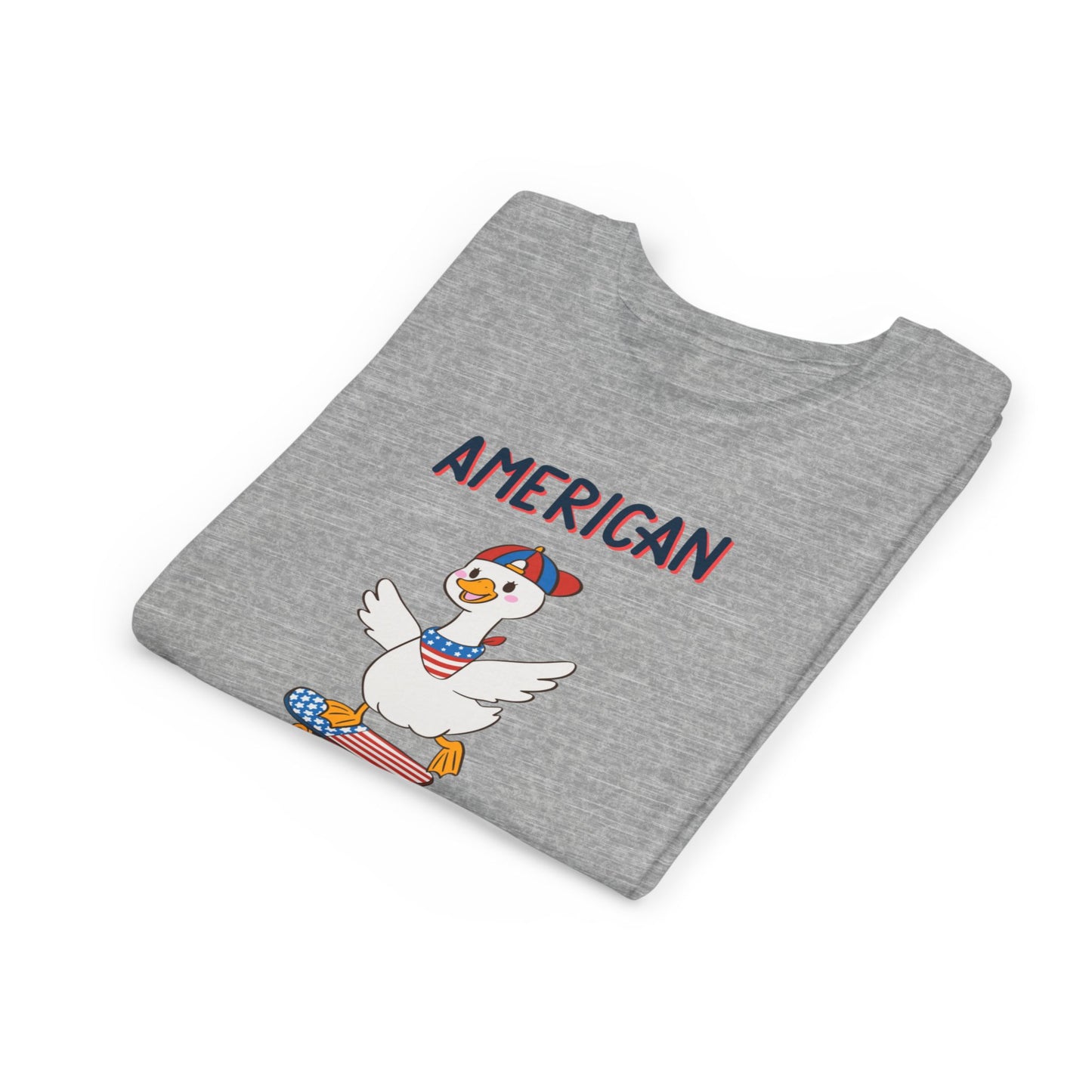 Youth Tee — "American Dude" Skateboarding Duck Graphic