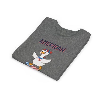 Youth Tee — "American Dude" Skateboarding Duck Graphic