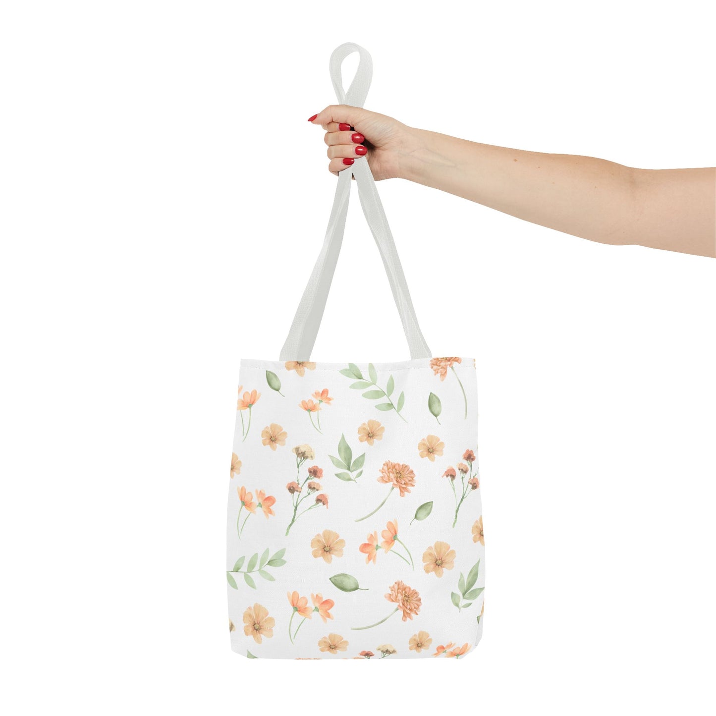 Floral Watercolor Tote Bag – Peach Blossom Pattern, Lightweight Everyday Market Tote