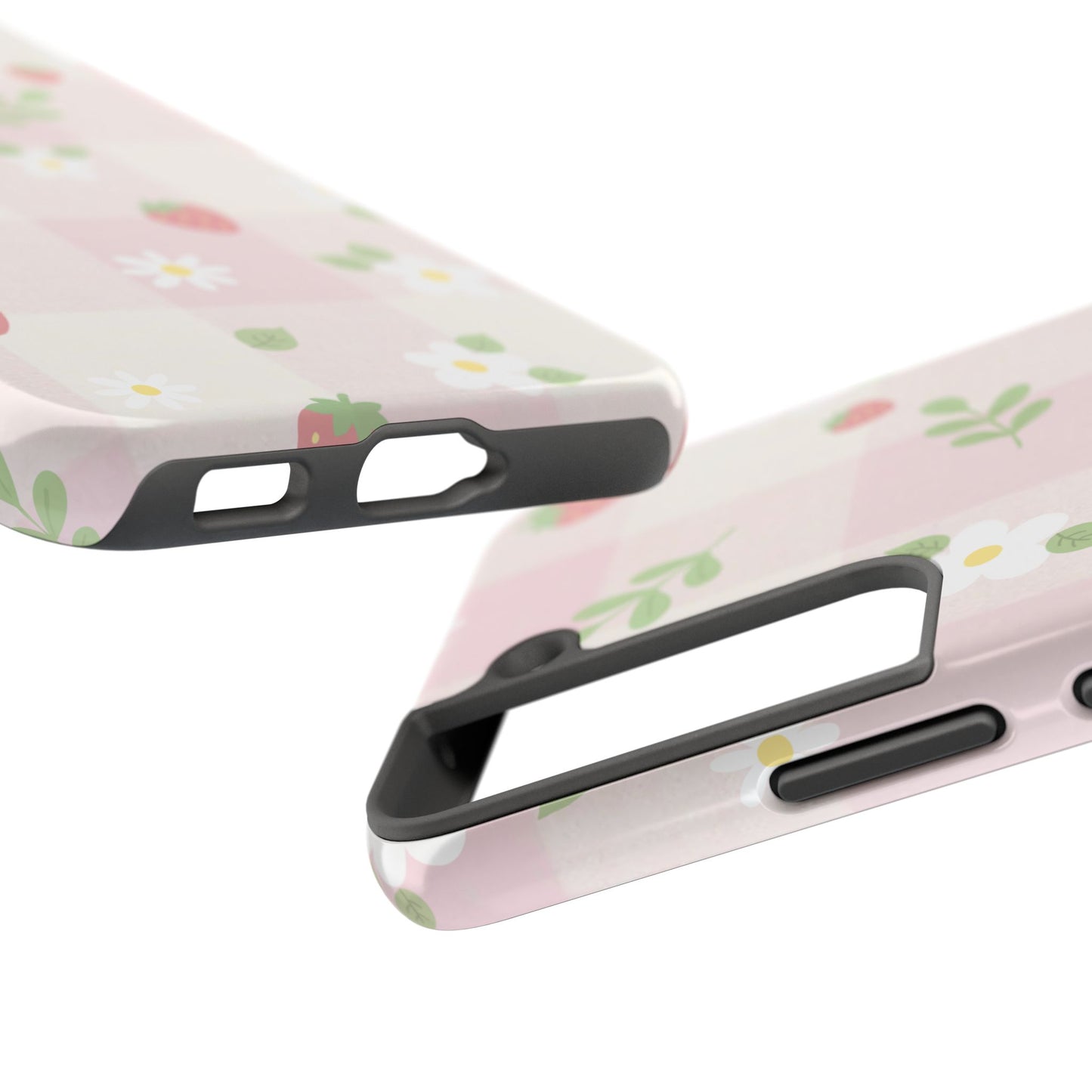 Strawberries & Flowers Tough Phone Case — Floral Fruit Protective Cover