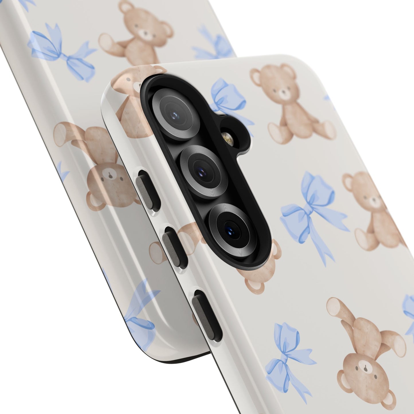 Teddy Bear Phone Case with Blue Bows