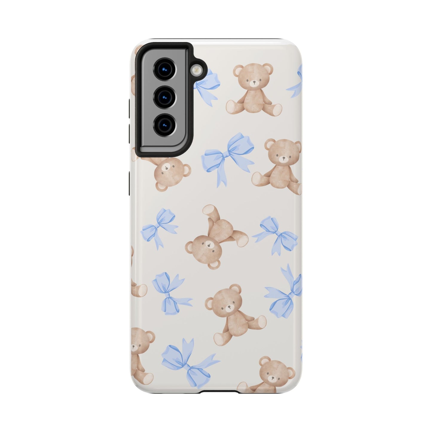 Teddy Bear Phone Case with Blue Bows