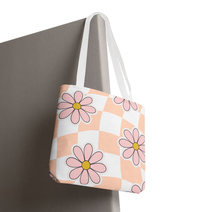 Groovy Floral Tote Bag — Retro Beach & Market Everyday Carry