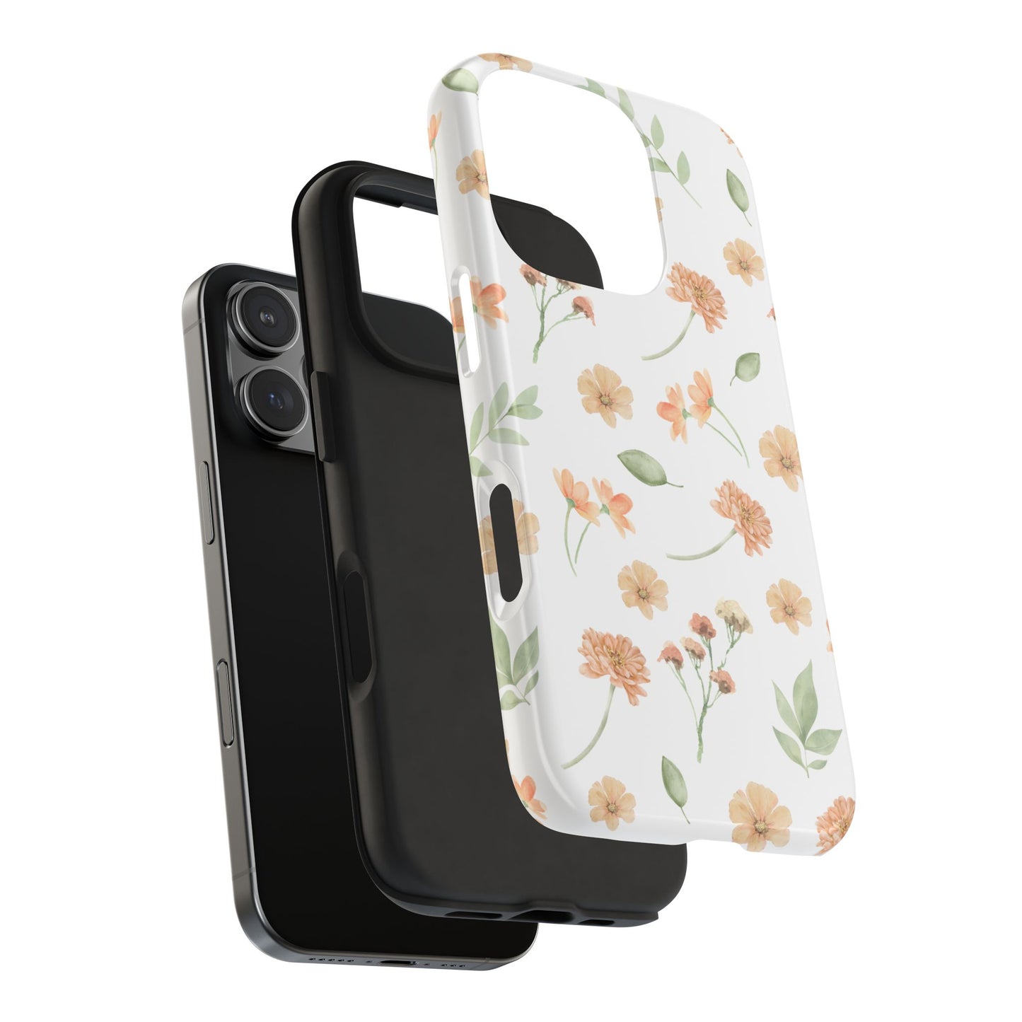 Floral Peach Watercolor Tough Phone Case — Protective Botanical iPhone Case