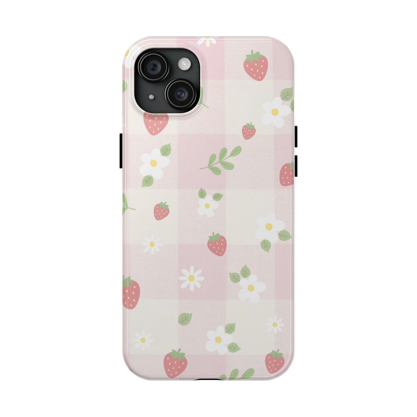 Strawberries & Flowers Tough Phone Case — Floral Fruit Protective Cover
