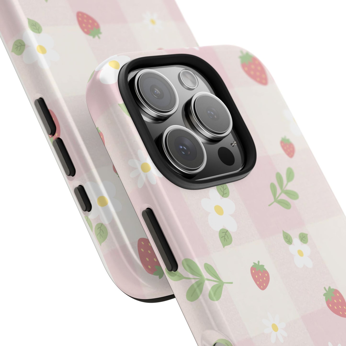 Strawberries & Flowers Tough Phone Case — Floral Fruit Protective Cover