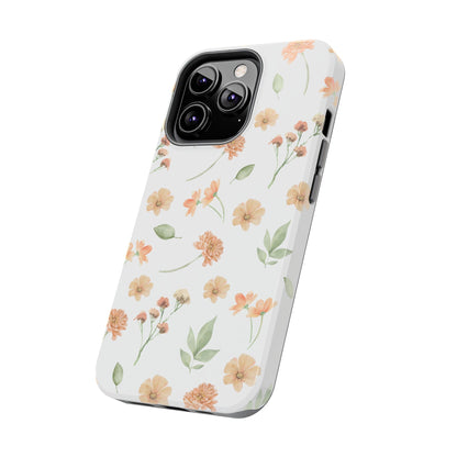 Floral Peach Watercolor Tough Phone Case — Protective Botanical iPhone Case