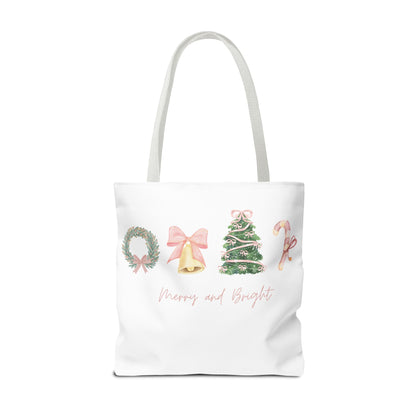 Pink Christmas Decal Tote Bag