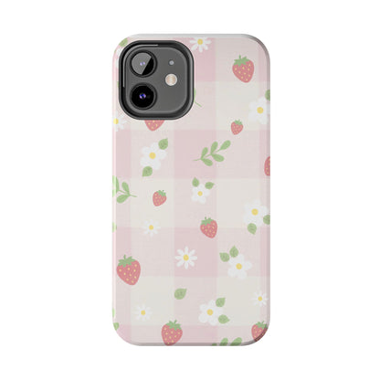 Strawberries & Flowers Tough Phone Case — Floral Fruit Protective Cover