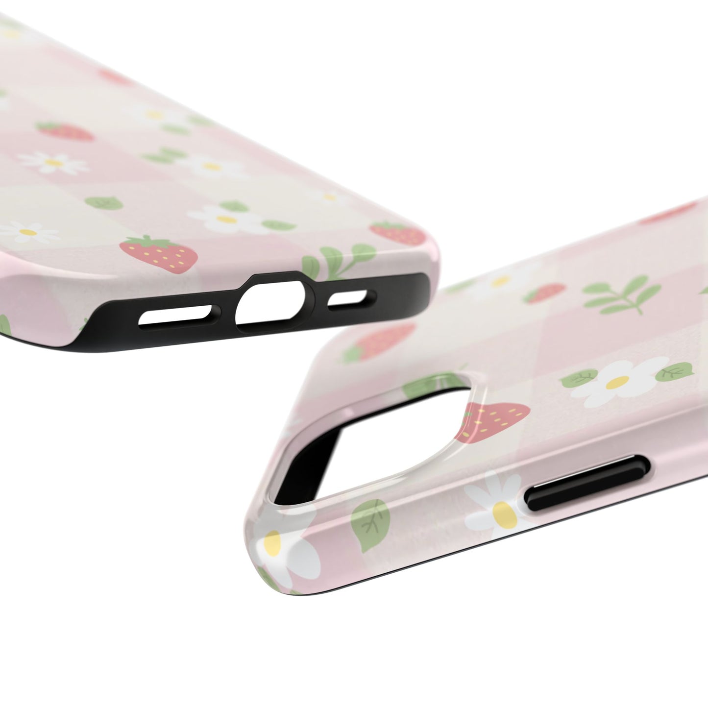 Strawberries & Flowers Tough Phone Case — Floral Fruit Protective Cover
