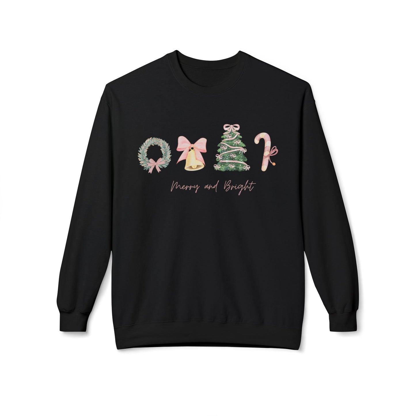Pink Christmas Icons Crewneck Sweatshirt – Merry and Bright Holiday Pullover