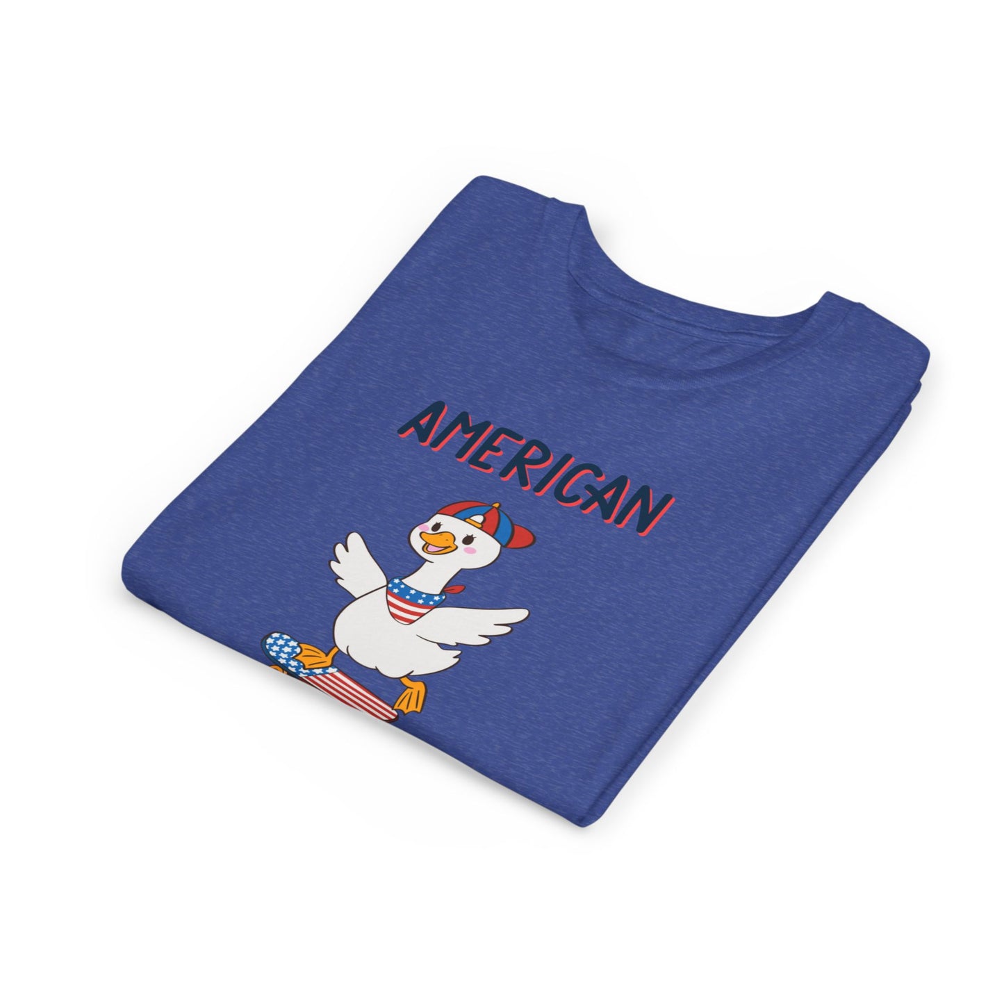 Youth Tee — "American Dude" Skateboarding Duck Graphic