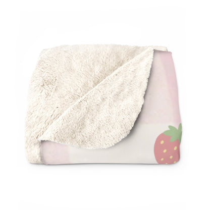 Strawberry Sherpa Fleece Blanket — Cozy Fruit Print Throw