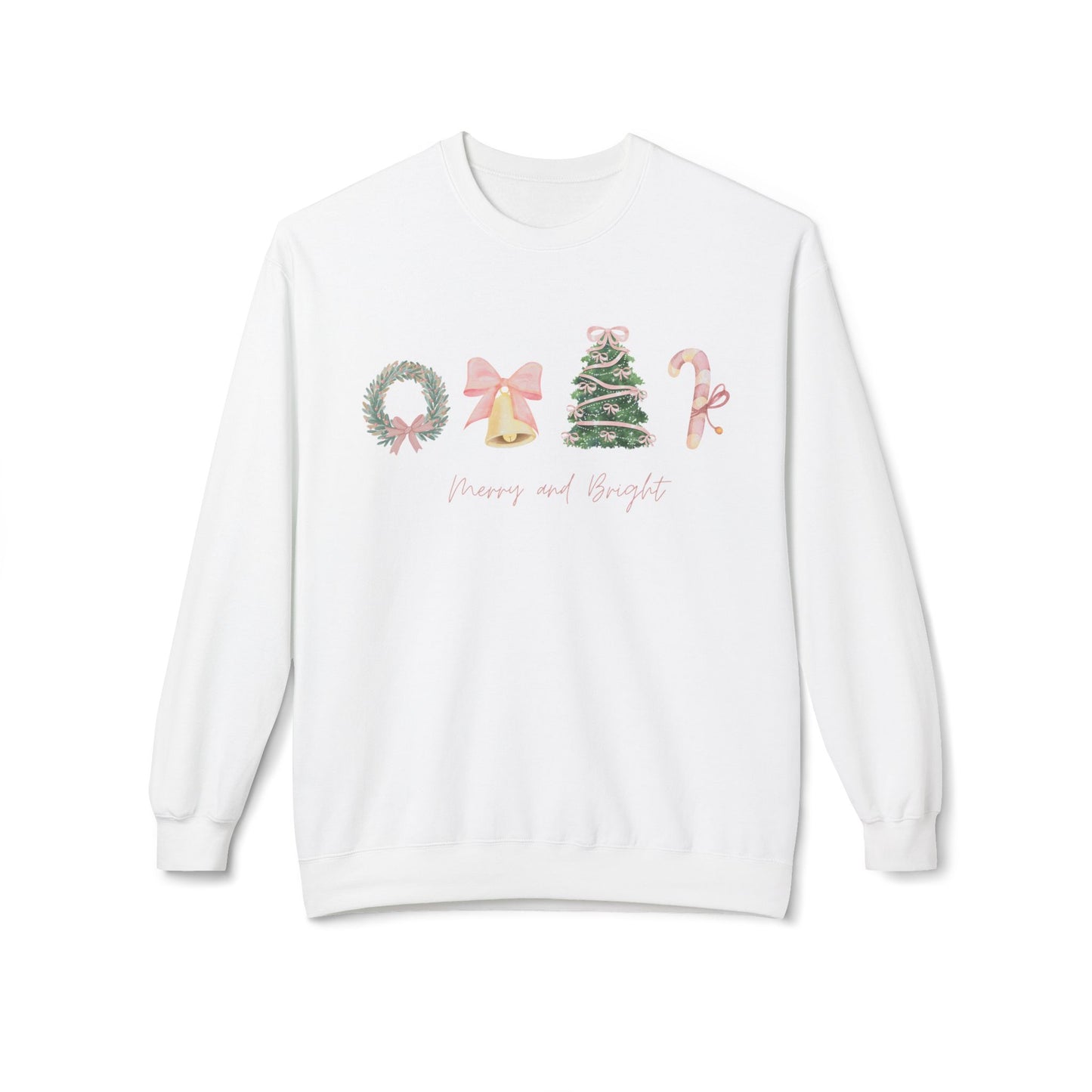 Pink Christmas Icons Crewneck Sweatshirt – Merry and Bright Holiday Pullover