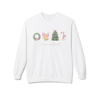 Pink Christmas Icons Crewneck Sweatshirt – Merry and Bright Holiday Pullover