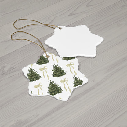 Christmas Tree and Coquette Bow Ornament - 2 sizes