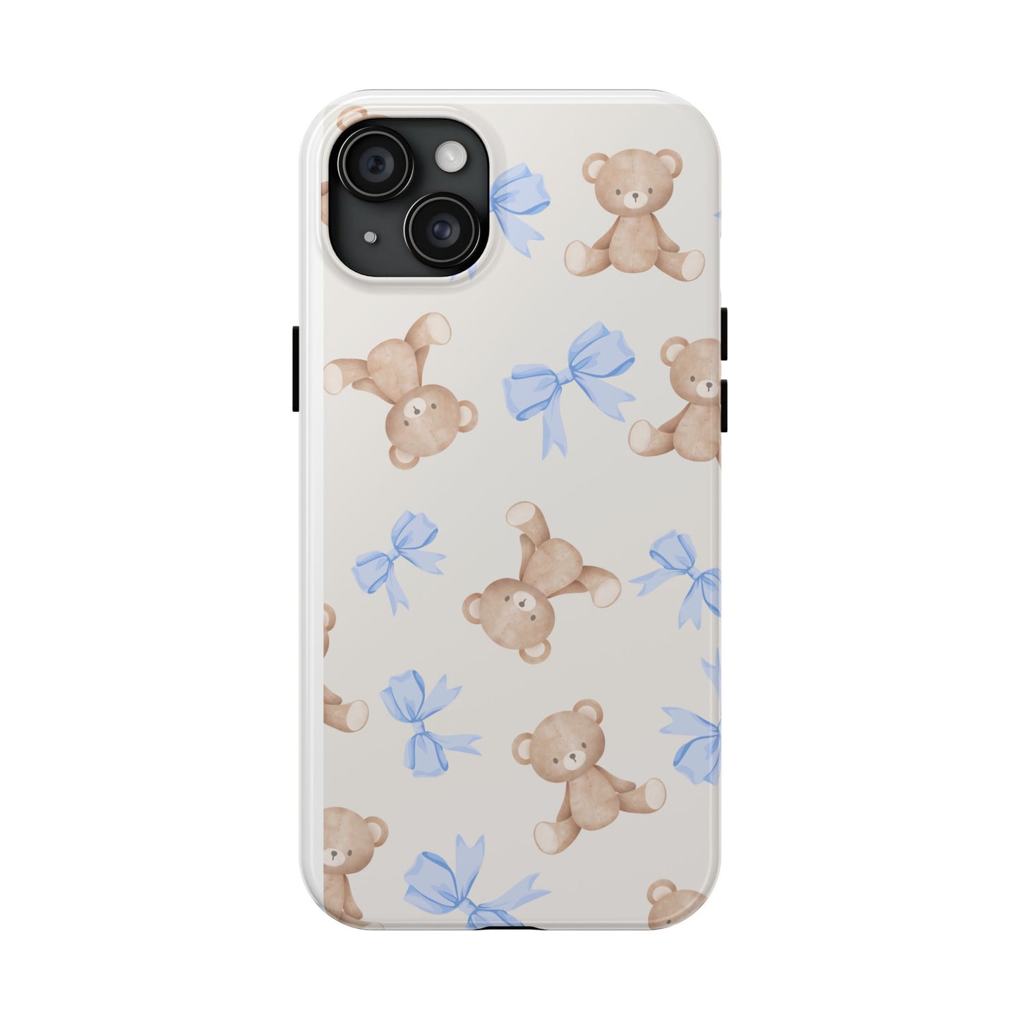 Teddy Bear Phone Case with Blue Bows