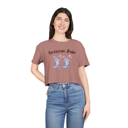 American Cutie Crop Tee — Women's Cowgirl Boots Graphic