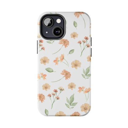 Floral Peach Watercolor Tough Phone Case — Protective Botanical iPhone Case