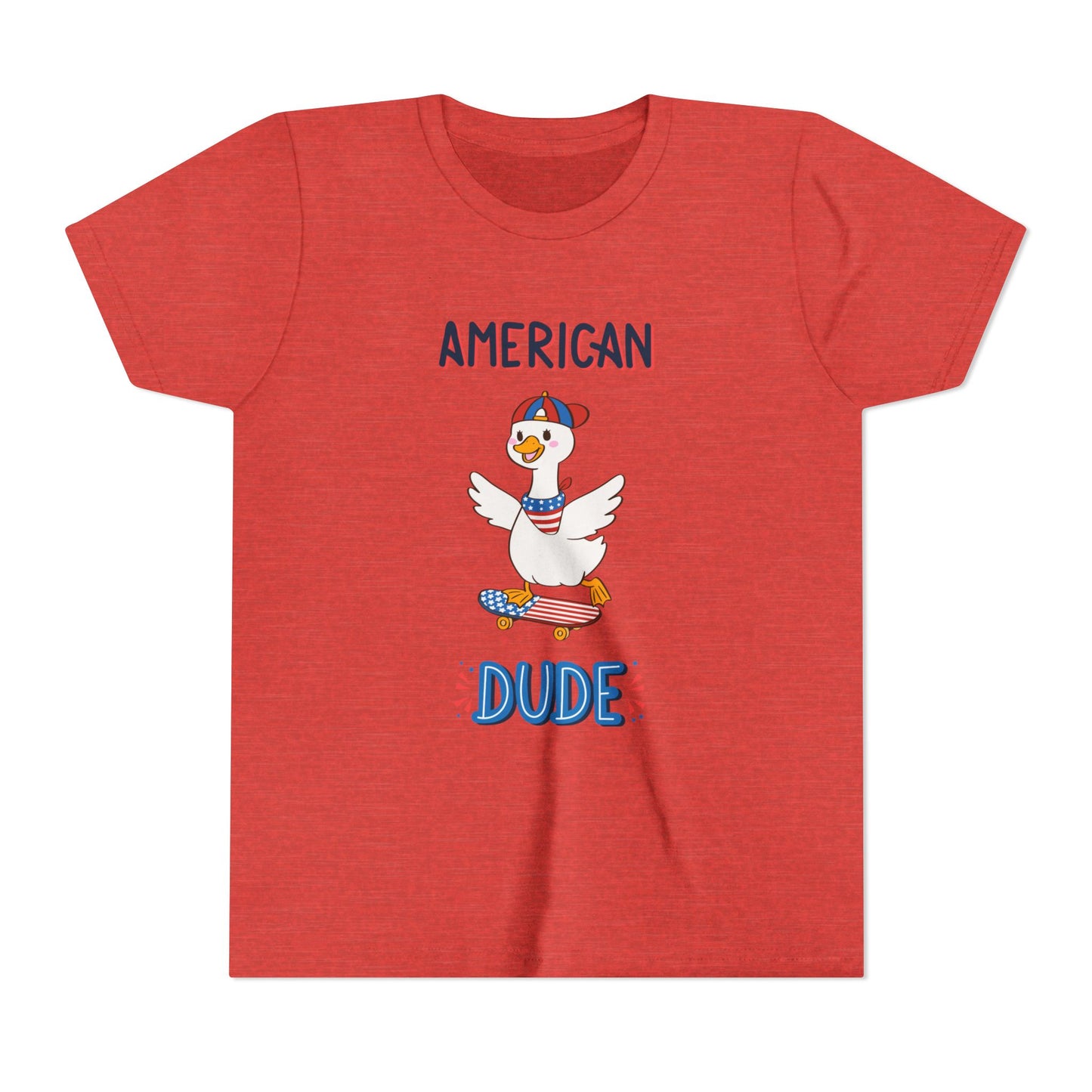 Youth Tee — "American Dude" Skateboarding Duck Graphic