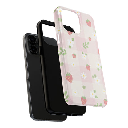 Strawberries & Flowers Tough Phone Case — Floral Fruit Protective Cover