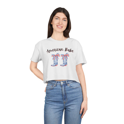 American Cutie Crop Tee — Women's Cowgirl Boots Graphic
