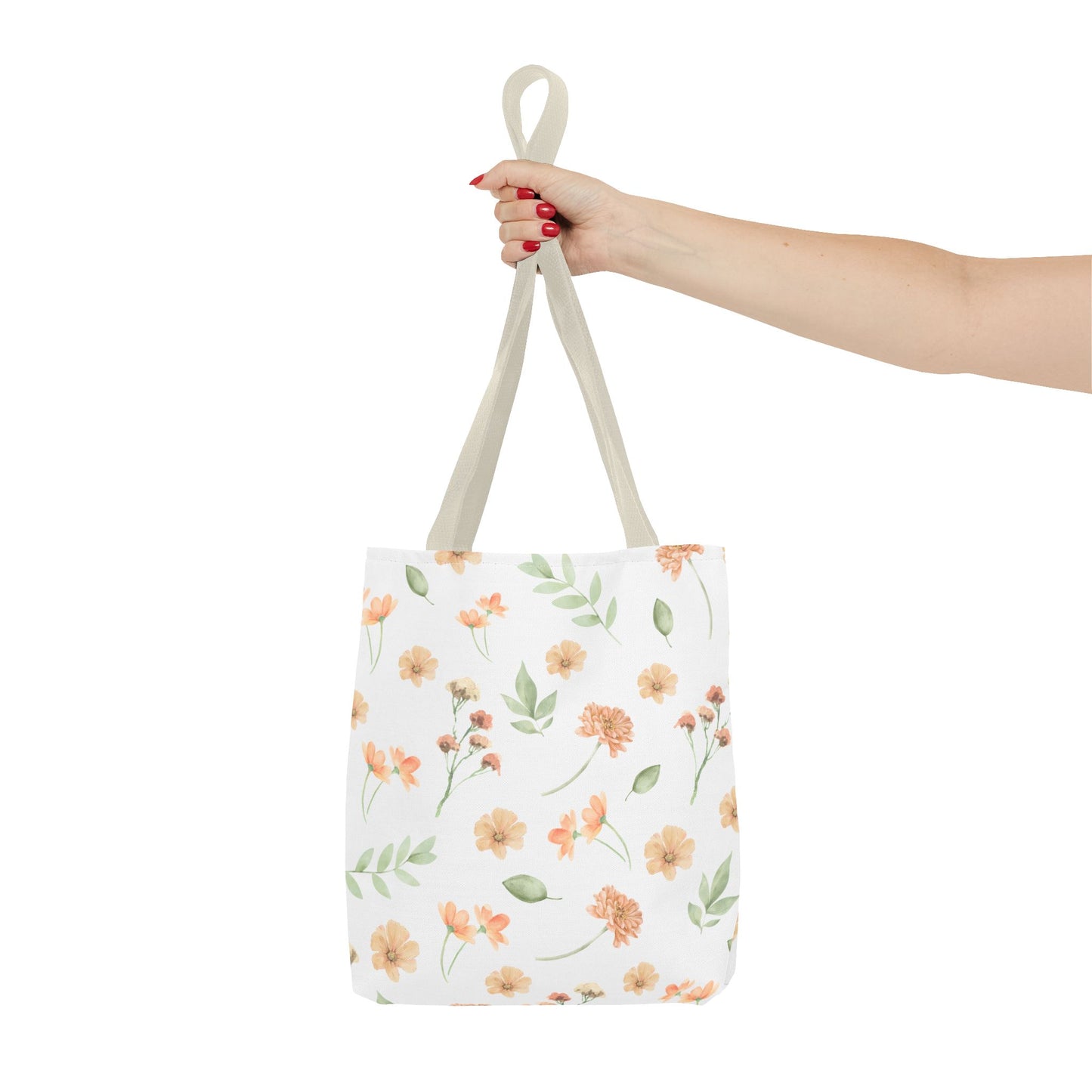 Floral Watercolor Tote Bag – Peach Blossom Pattern, Lightweight Everyday Market Tote