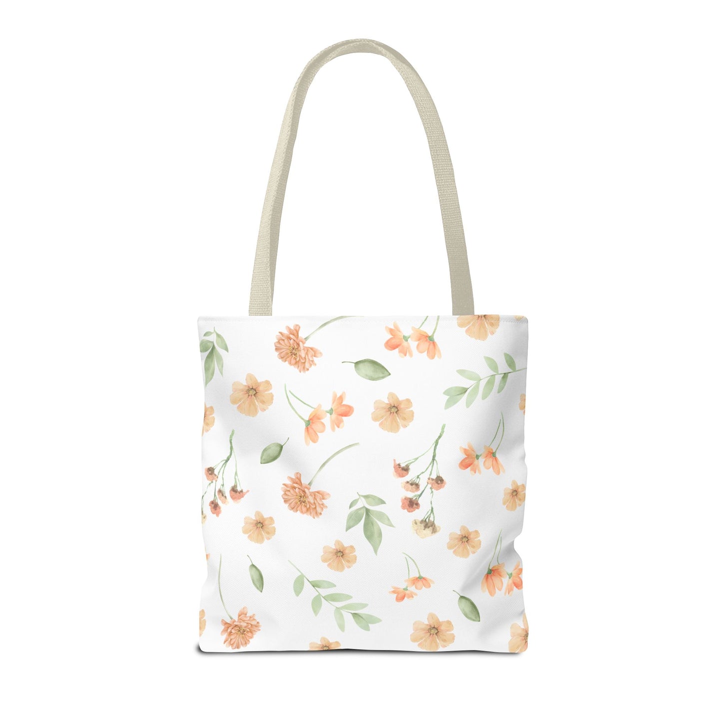 Floral Watercolor Tote Bag – Peach Blossom Pattern, Lightweight Everyday Market Tote