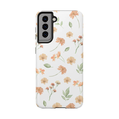 Floral Peach Watercolor Tough Phone Case — Protective Botanical iPhone Case