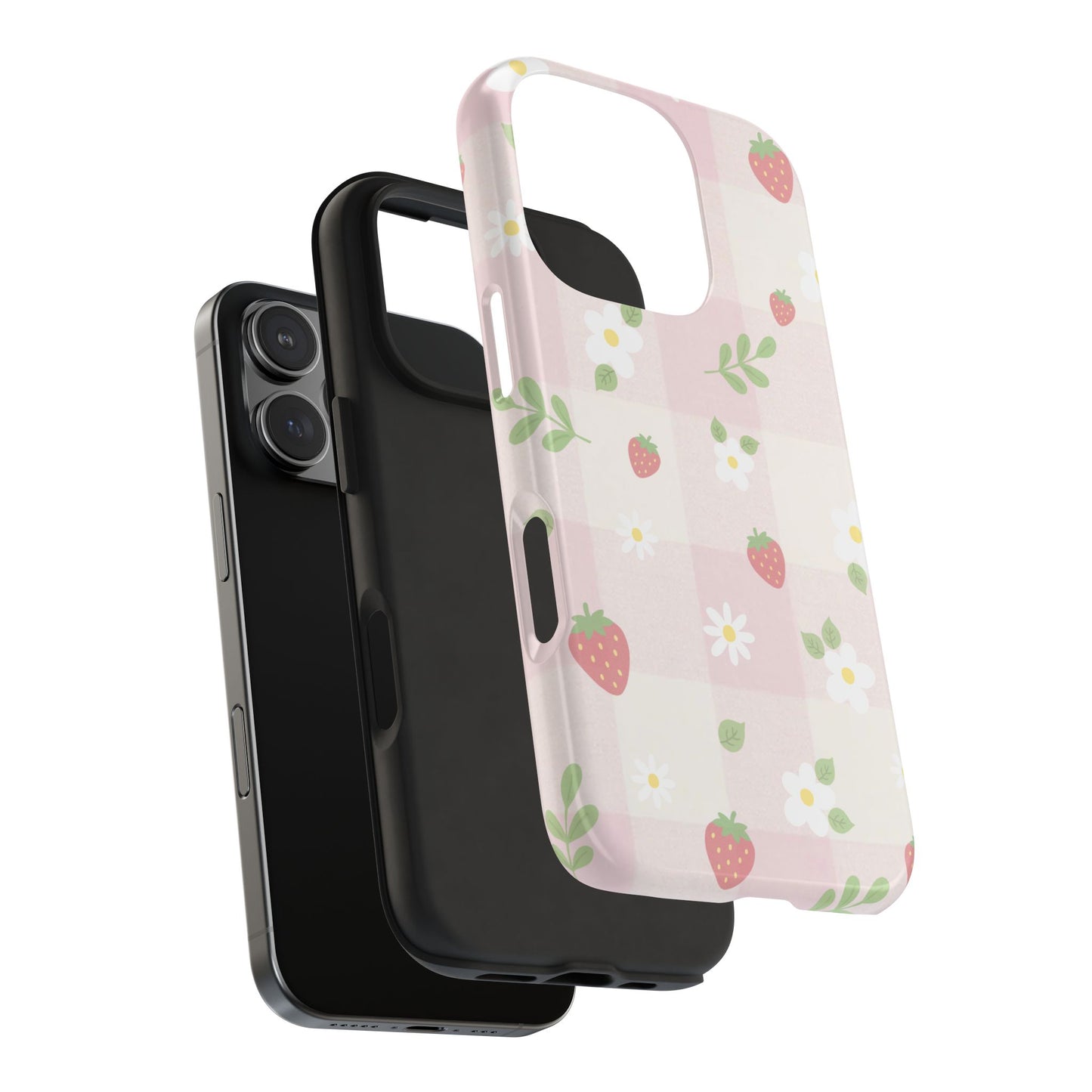 Strawberries & Flowers Tough Phone Case — Floral Fruit Protective Cover
