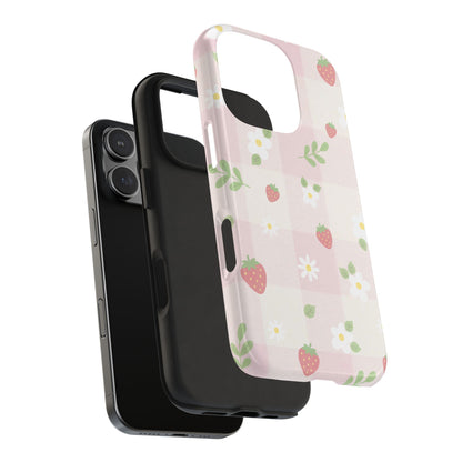 Strawberries & Flowers Tough Phone Case — Floral Fruit Protective Cover