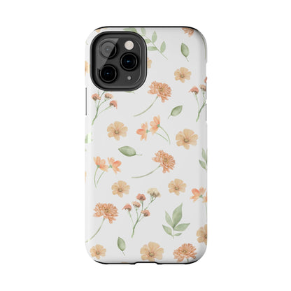 Floral Peach Watercolor Tough Phone Case — Protective Botanical iPhone Case