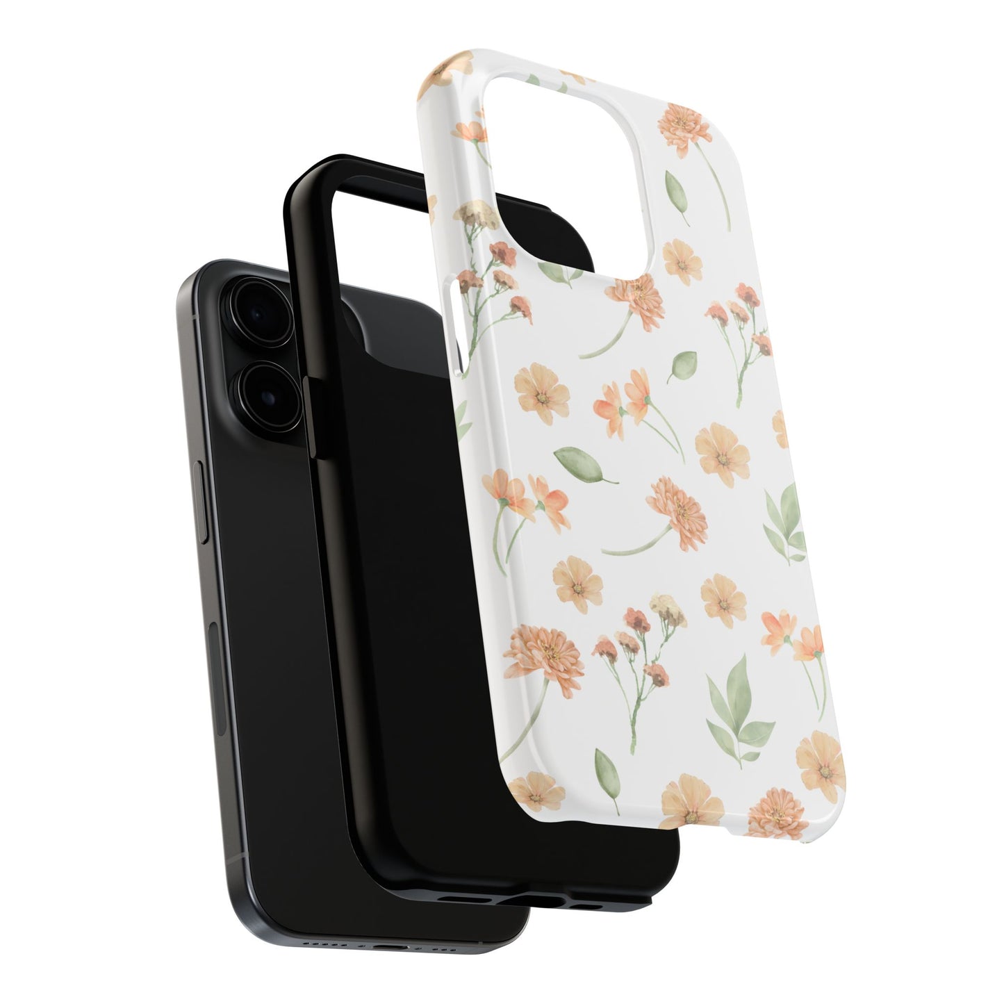 Floral Peach Watercolor Tough Phone Case — Protective Botanical iPhone Case