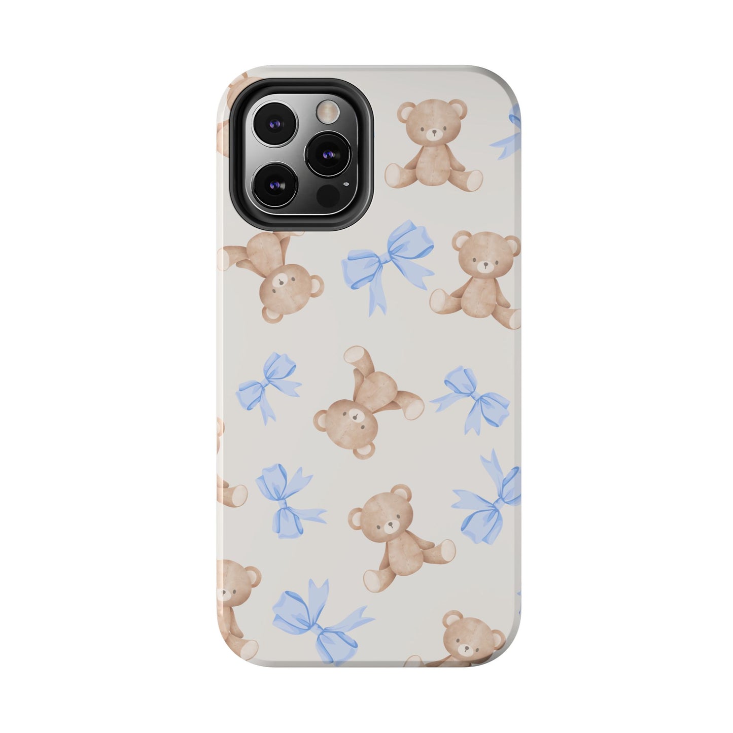 Teddy Bear Phone Case with Blue Bows