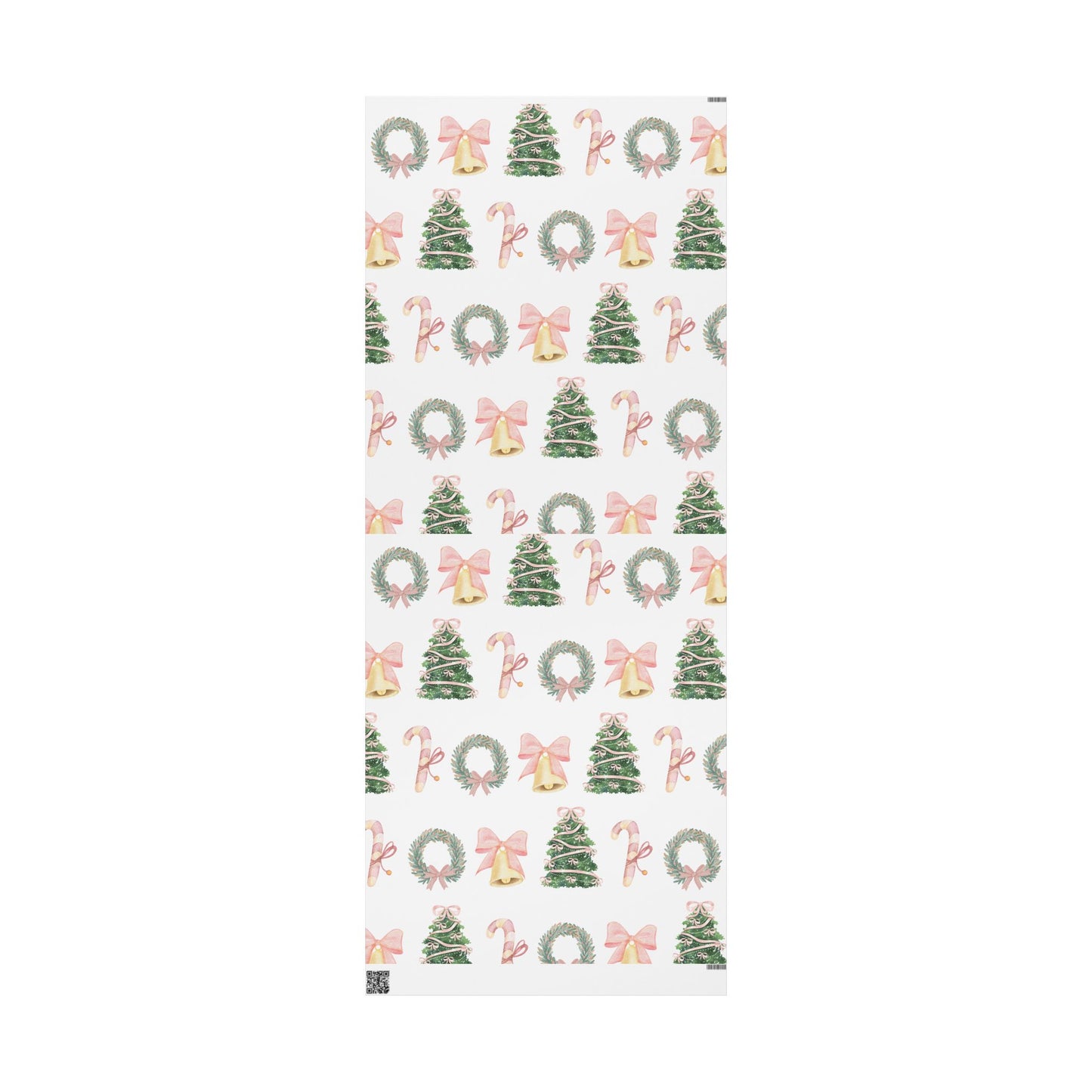 Christmas Wreath & Tree Wrapping Paper Roll – Pastel Holiday Gift Wrap